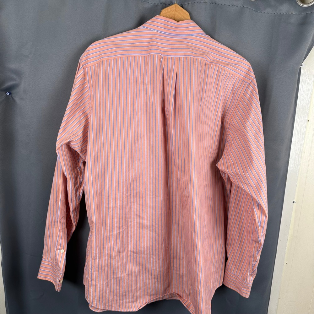 Ralph Lauren Mens Classic Fit Striped Button Down Shirt Orange Blue 17.5 34/35 - Picture 8 of 8